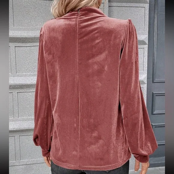 Luxe Velvet Cowl Neck Top Blouse Shirt - Picture 6 of 16